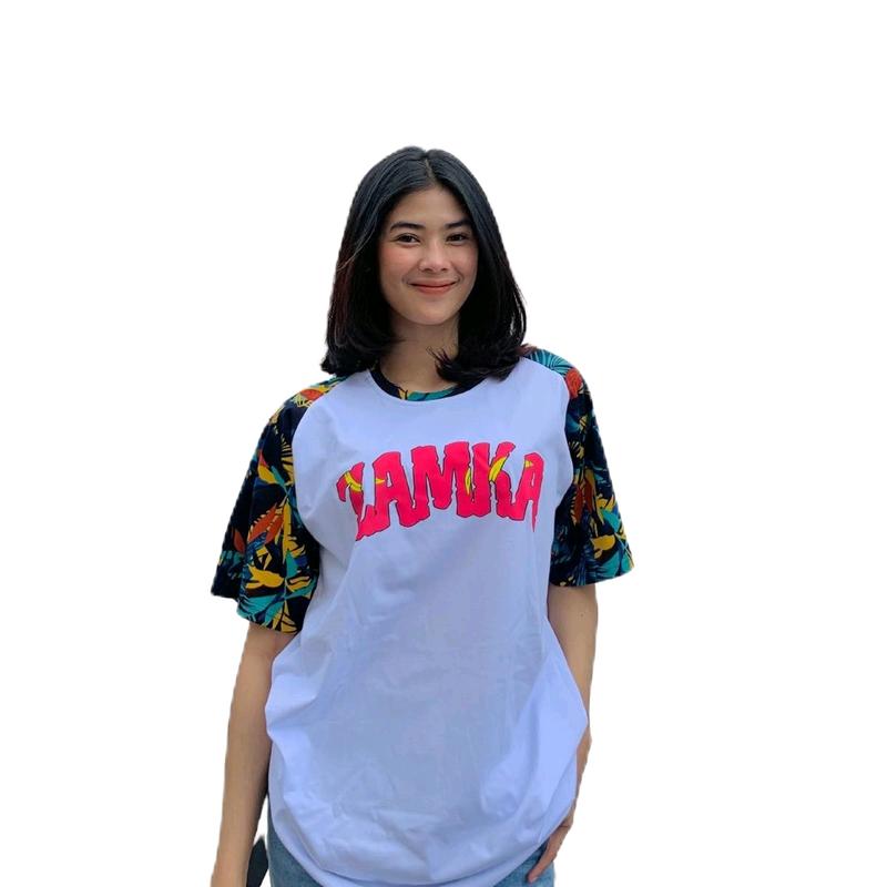 ZAMKA Kaos Distro Hawaii Putih Lengan Flower Pendek Unisex Premium - Atasan Wanita Premium Combed Nyaman Santai - Tshirt Oversized Unisex 1