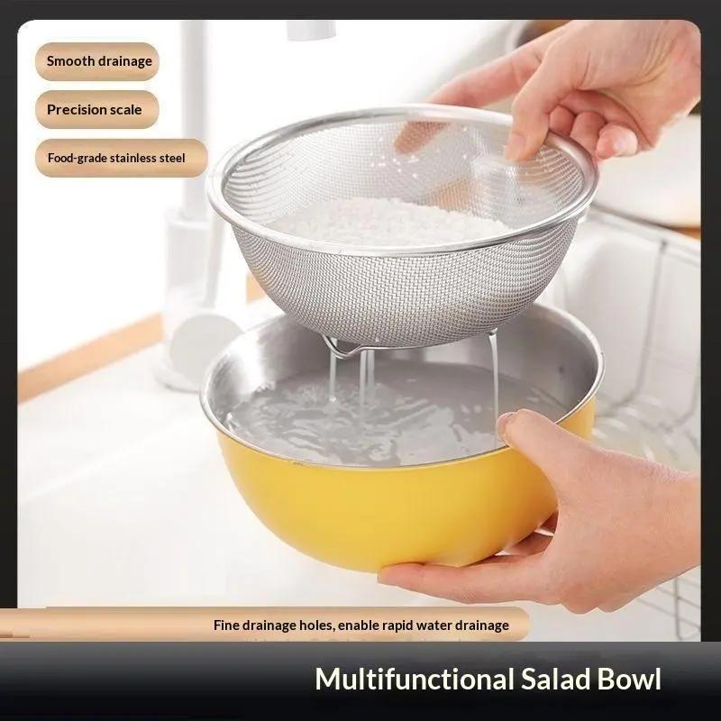 Thép không gỉ trộn bát với đo lường quy mô bền vỡ cho nhà bếp salad trộn bột…