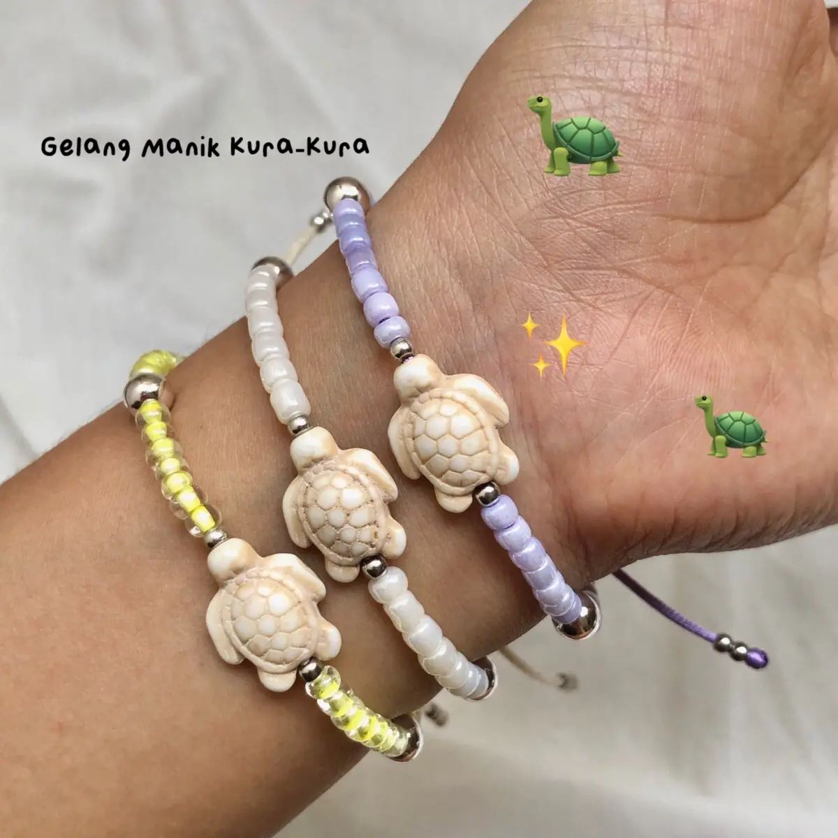 Gelang Tali Serut Liontin Kura Kura | Gelang Couple Bestie | Gelang Persahabatan Bracelets