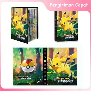 240 Pcs Album Kartu Pokemon - Buku Album Penyimpanan Koleksi Kartu 4 Slot, Tempat Penyimpanan Kartu Pokemon Pikachu, Cocok untuk Kolektor dan Pemain TCG