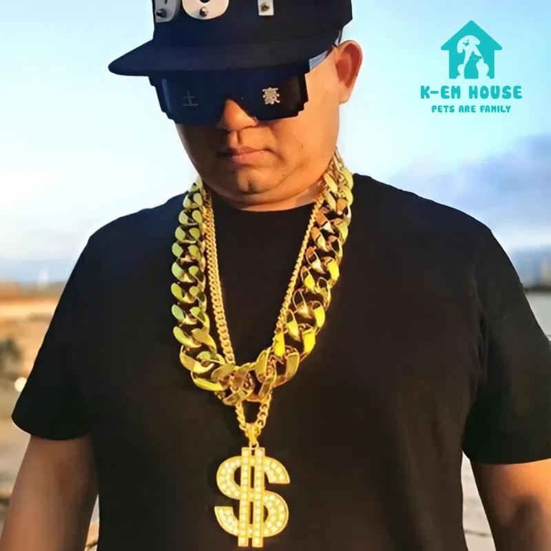 Dây Chuyền Giả Khổng Lồ Bản Lớn 3.5CM - Vòng Cổ Xích Vàng HipHop, Đạo Cụ Phụ…