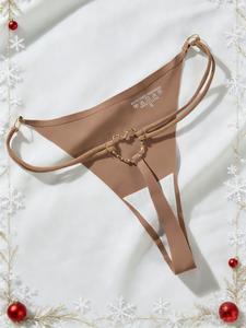 Tanga sexy para mujer, decoración metálica en forma de corazón, cintura baja estilo Y2K, cómodo para todas las estaciones, perfecto para Halloween y Navidad