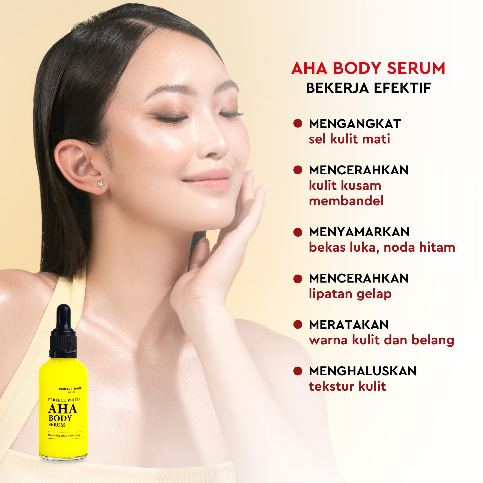 [50ml] PERFECT WHITE AHA Body Serum Whitening & Moisturizing | Hand Lotion Body Serum Pencerah Mencerahkan dan Pemutih Tubuh atasi Lipatan Hitam