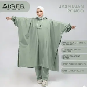AIGER Jas Hujan Ponco & Stelan Ponco Celana Mantel Hujan Kelelawar Ukuran Jumbo Bahan PVC Tebal Elastis Anti Rembes Anti Jebol Raincoat Termurah
