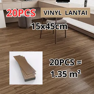 1 BOX (20 Pcs) Floor Vinyl Lantai Stiker 45cm x 15cm Lantai kayu parquet Dengan Lem Sticker Vinyl Lantai PVC High Quality Vinyl Lantai Stiker Wallpaper Dinding Motif Kayu Dengan Kotak