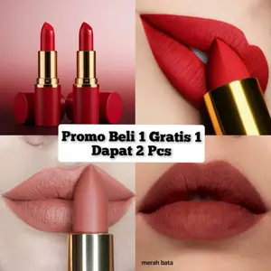 [ 2 Pcs ] Lipstick Matte Tahan Lama/ Lipstick Merah Bata/ Maron/ Nude/ Lipstick Bebas Pilih Warna  Lipstik Waterproof