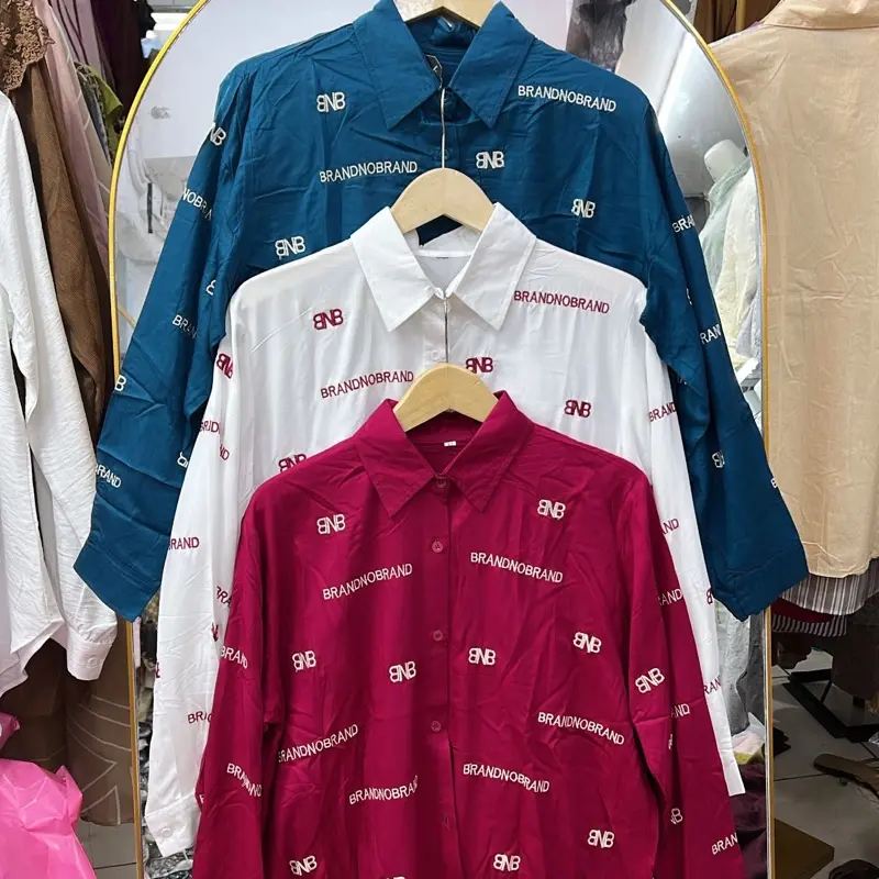 Kemeja katun Bordir Brand Na Brand lokal premium quality
