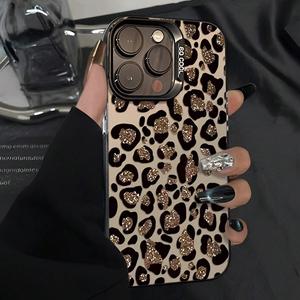 Funda para Teléfono de Alta Calidad con Estampado de Leopardo para iPhone 16-11, XS Max/XR/pro Max Series, Diseño Artístico, Ajuste Preciso, Accesorio Diario