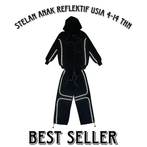 BEST SELLER Setelan Anak Hoodie Reflective Oneset Celana Panjang Anak Menyala Umur 4 - 12 Tahun