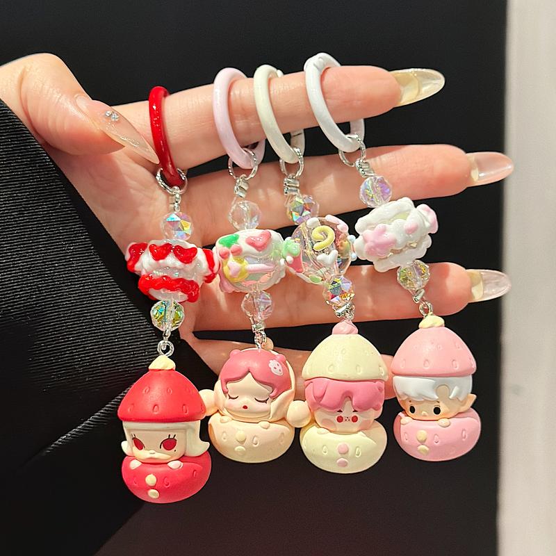 BEAN Kawaii Strawberry Beanded Mobile Phone Pendant Cute Fun DIY Pendant Keychain Decoration Accessories Good Friend Christmas Gift 1