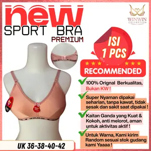 Winalin Sport Bra Wanita Tanpa Kawat Bahan Katun Lembut Nyaman Untuk Aktivitas Sehari-hari Size 34-42 Original Berkualitas Tinggi