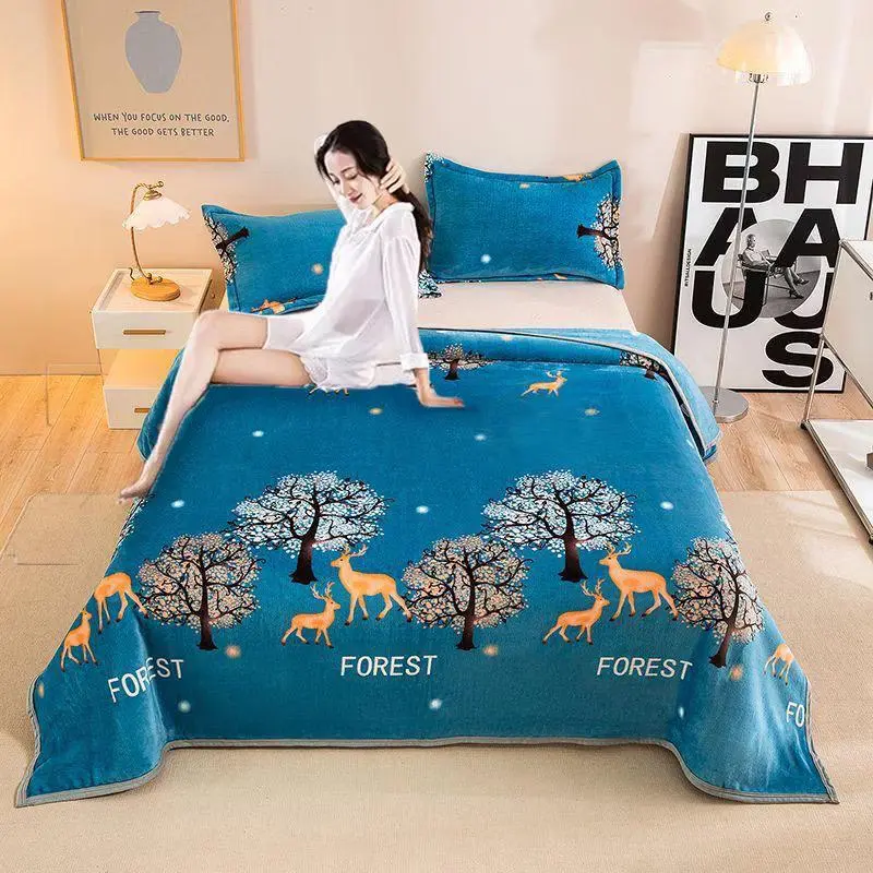 Selimut Dewasa Bulu Halus 140X200 Motif Rusa Pohon Termurah Berkualitas