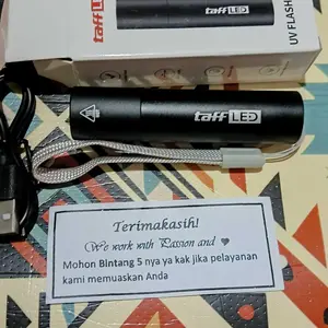 Senter UV Mini Deteksi Urin Jamur Uang Rechargeable Tahan Air 365nm Bodi Aluminium untuk Hewan Peliharaan