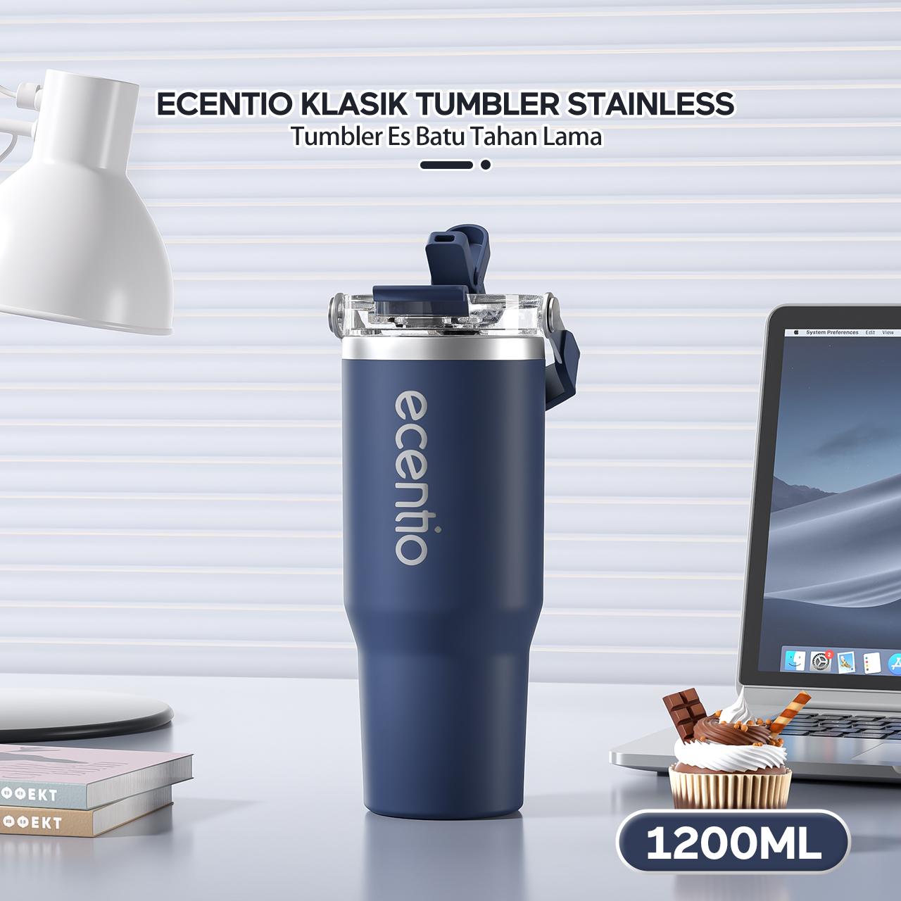 ecentio botol minum stainless steel 1200ML Termos tahan panas dingin 24 jam Kapasitas besar Outdoor protable tumblr aesthetic air botol