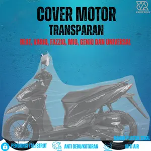 Cover Motor Transparan Ukuran UNIVERSAL 100% Waterproof Untuk Beat, Vario, Fazzio, Mio, Genio | Sarung Motor Bening Anti Air