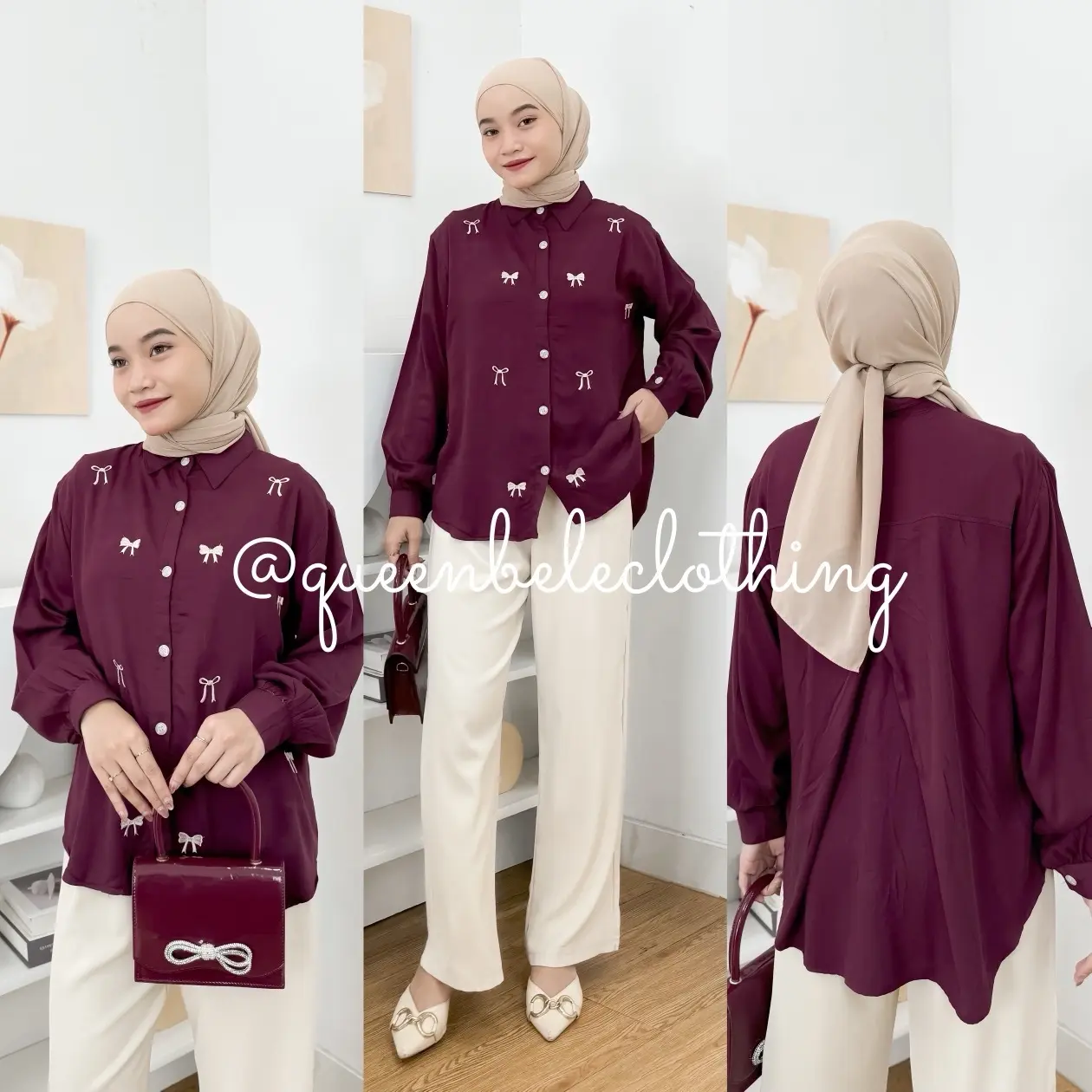 KEMEJA MIA BORDIR PITA KEMEJA RAYON TWILL LENGAN PANJANG