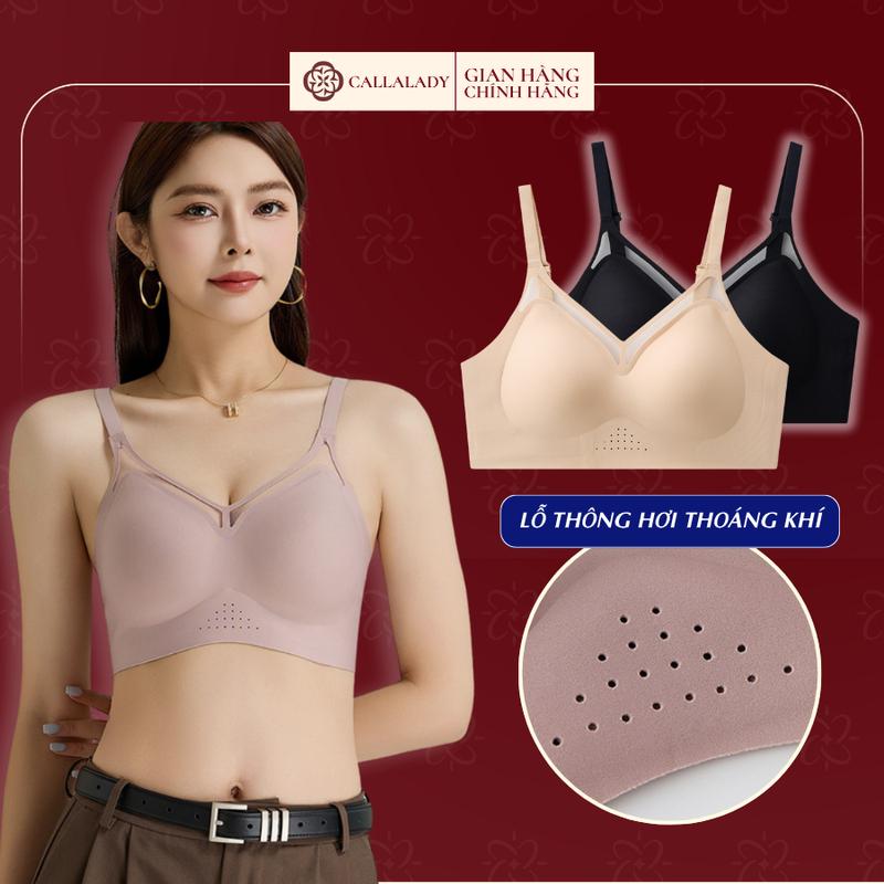 Áo ngực nữ nâng ngực Callalady mút độn tạo khe che mỡ lưng chất đúc su không đường may không lộ viền thông thoáng AN08