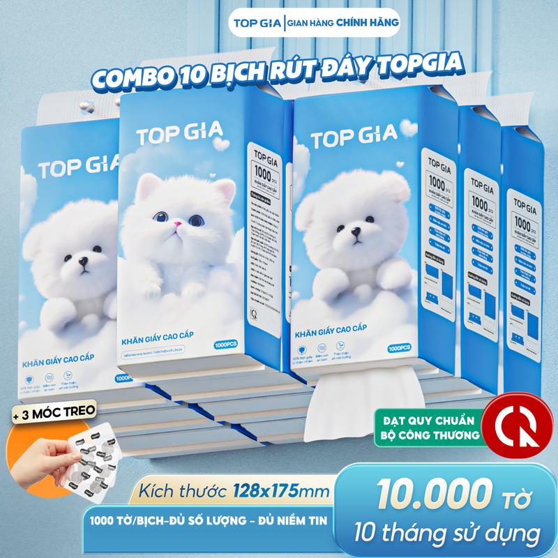 [DEAL SỐC] (TẶNG MÓC TREO TOPGIA) Mua 5 tặng 5 bịch Khăn giấy cao cấp Gia Gia TOPGIA 4 lớp mềm mịn, an toàn, lành tính + Tặng 3 móc treo ĐẠT QUY CHUẨN CỦA BỘ CÔNG THƯƠNG(TG68)