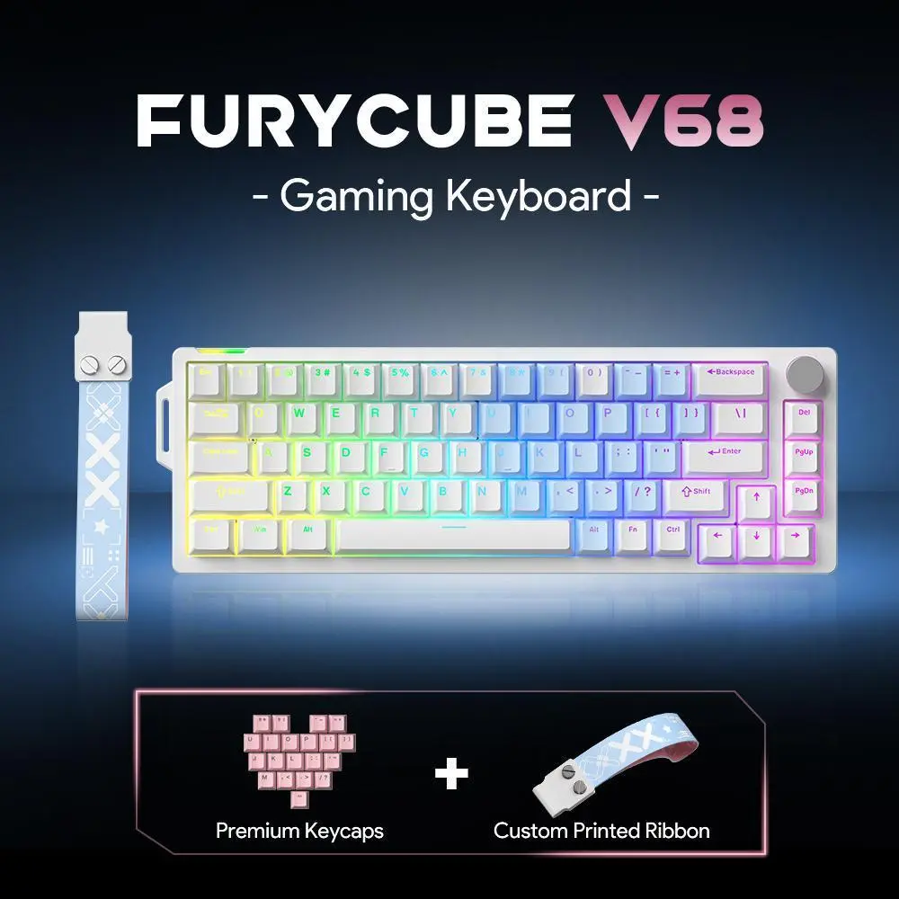 Blue keyboard+ribbon+keycap