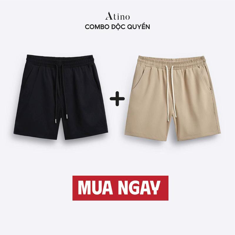  IxI Combo 02 Quần Short Nam Kaki Cạp Chun Có Dây Rút ATINO L.5.1620 Menswear Bi 