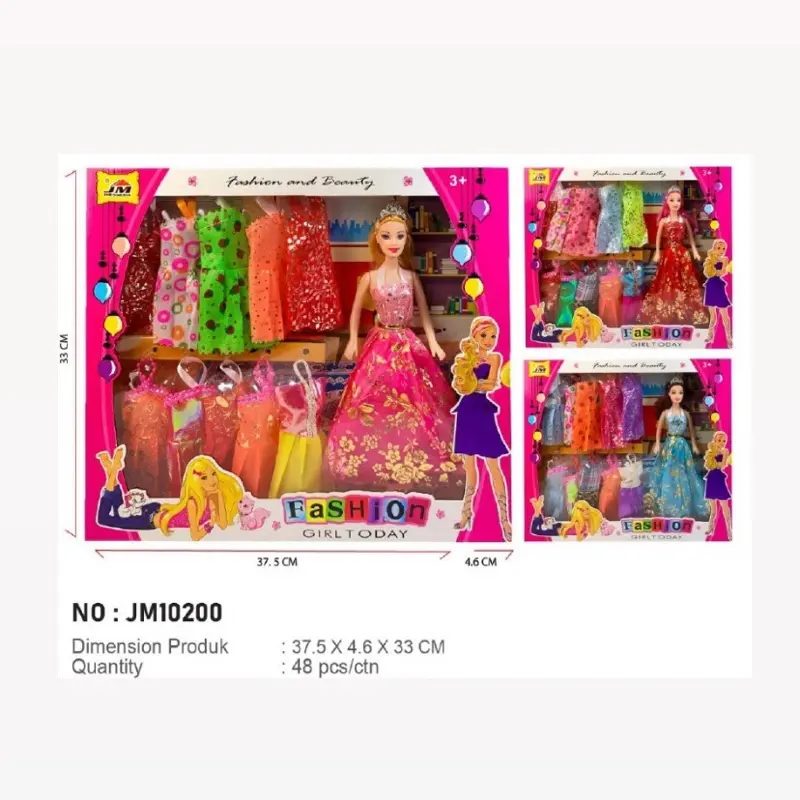 Mainan Boneka Barbie Dos Baju JM10200 dengan Dimensi 37.5 x 4.6 x 33 CM