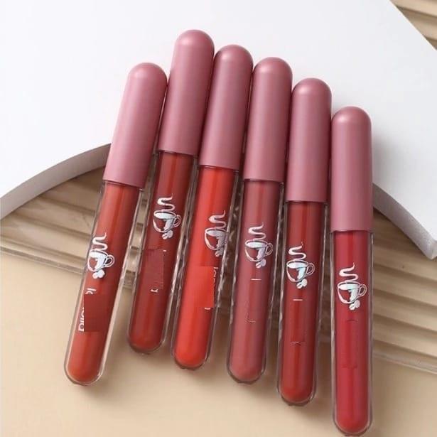 PAKET LIPSTIK CAIR 6 PCS OMBRE BONUS MASKARA DAN POUCH 1 SET 6 WARNA LENGKAP DAPAT POUCH MAKEUP