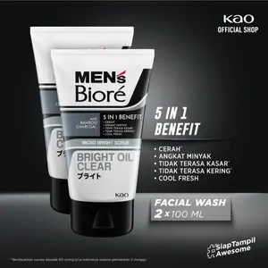 Men's Biore Bright Oil Clear 100gr Twinpack - Sabun Muka DoubleScrub