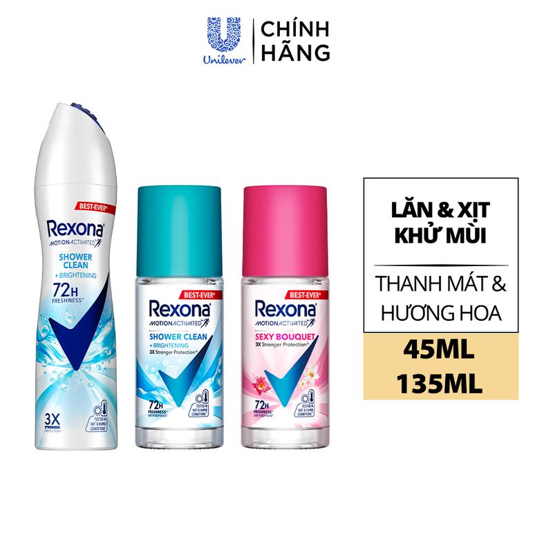 Combo 2 Lăn Xịt khử mùi Rexona 72H khô thoáng dành cho nữ 45ml 135ml 1
