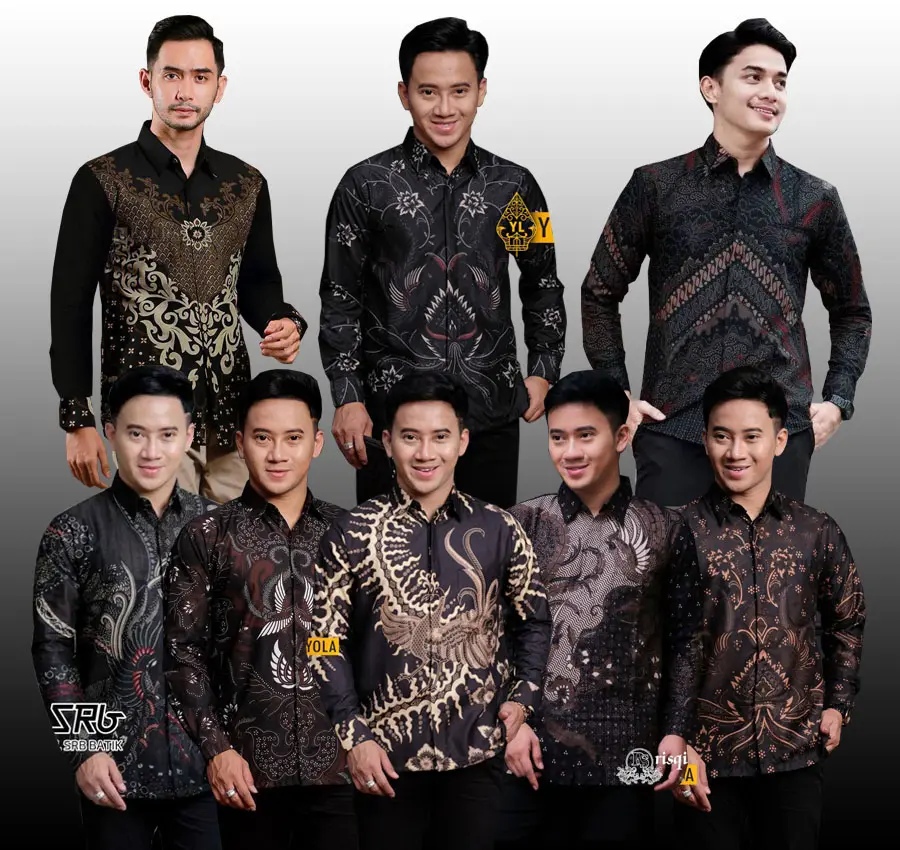 Seragam Batik Kantor Pria Dewasa Lengan Panjang Terbaru jepang sage maroon abu hitam navi