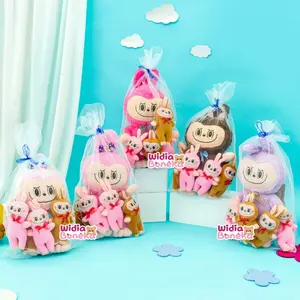BONEKA LABUBU BERANAK LED SUDAH DILENGKAPI JARING DAN PITA LUCU