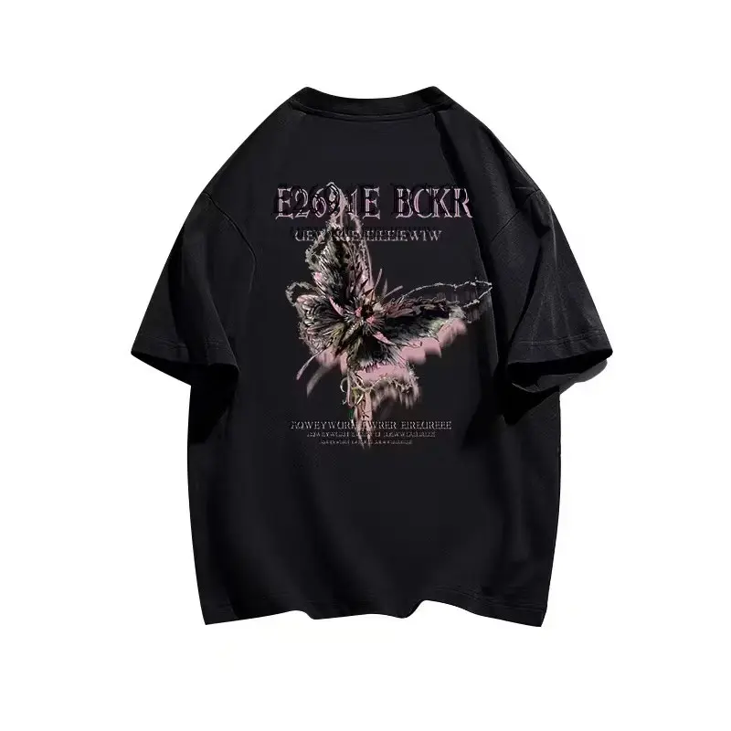 kaos oversize wanita Kaos bermotif kupu-kupu kaos baju kaos oversize baju korean style wanita ootd kaos oversize Atasan Oblong Kaos Lengan Panjang Hitam Dewasa Cewek Katun Santai Polos Distro T-Shirt 7