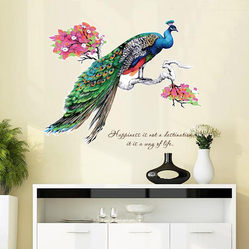 Wall Stiker Dinding Aesthetic – Bahan plastik vinyl transparan, ukuran 90cm x 60cm (P x T) per pcs, motif burung merak di atas dahan pohon. Terbuat dari kertas sticker, ideal untuk dekorasi dinding yang elegan dan menarik 6