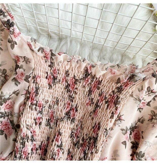 Product Introduction of Retro Floral Crop Top for Women Long Sleeve High-waisted Short Blouse Off-shoulder Shirt 17