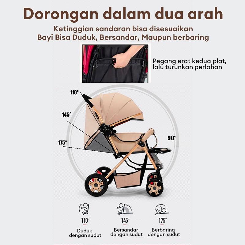 Product Introduction of 【COD】【Garansi 5 tahun】Bliss Baby Baby Stroller For Baby Foldable baby stroller Baby stroller with cushion Handle Table can rotate 26