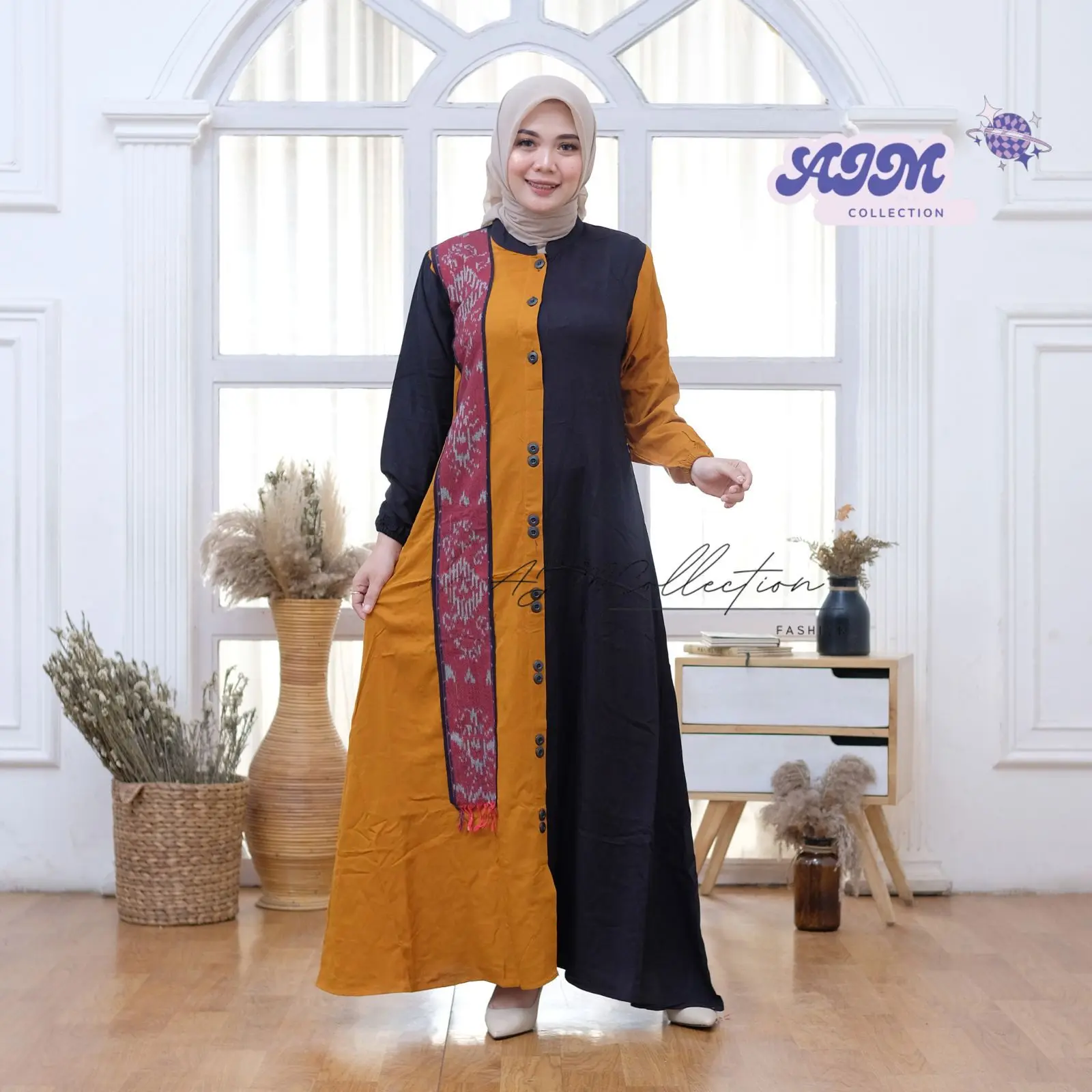 NEW GAMIS TWIL TRENDY 2024//MAZAYA GAMIS KOMBINASI TENUN TROSO//MODEL TENUN SELEMPANG SIMPEL ELEGAN//GAMIS FULKA KOMBINASI DUA WARNA