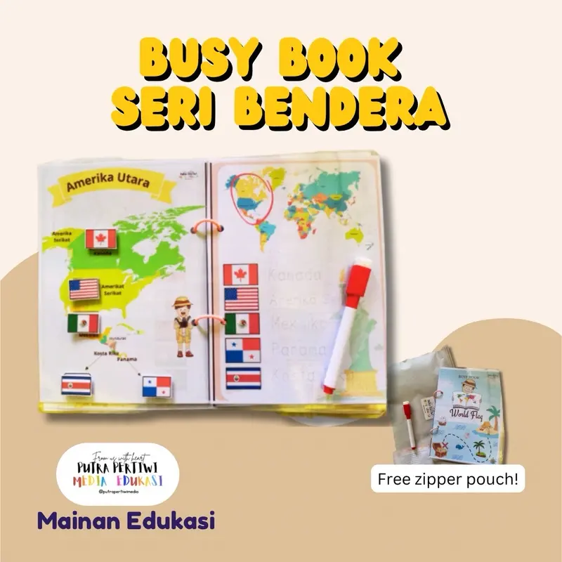Busy Book Seri Bendera Negara Dunia World Flag Activity Book Wipe and Clean 0