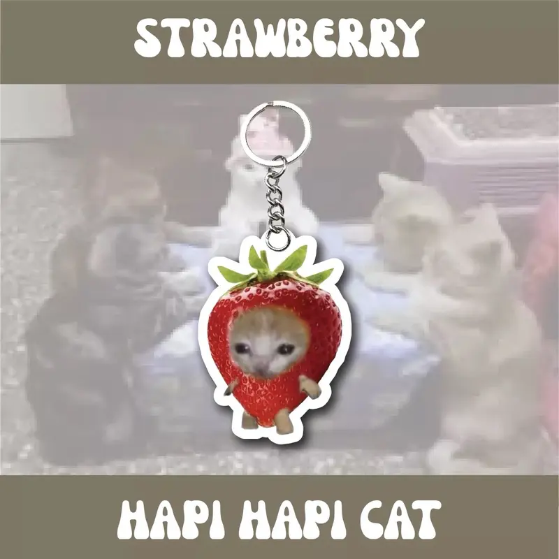 GANTUNGAN KUNCI HAPI HAPI CAT | AKRILIK 3MM | CAT | KUCING | GANCI | KEYCHAIN Besi 2
