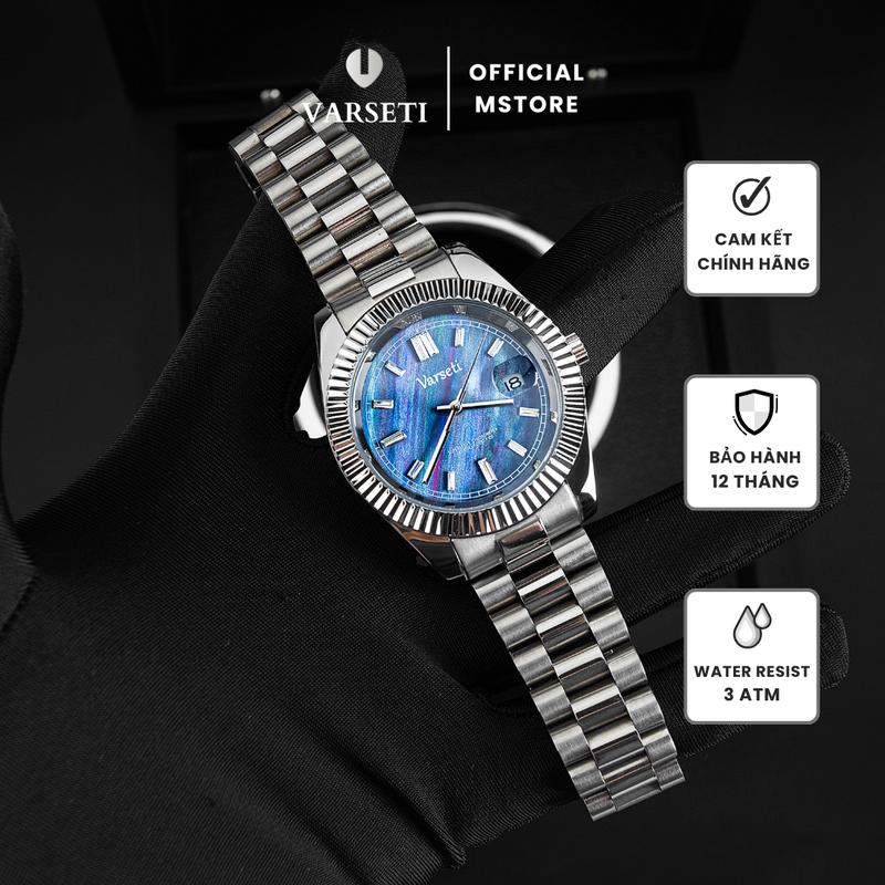 [MS STORE x Đình Trưởng] Đồng hồ nam Varseti Chính Hãng From dáng đẹp , dây thép , size 40mn , bảo hành 12 tháng , chống nước 3ATM , máy cơ tích cót 17-24 tiếng , M206