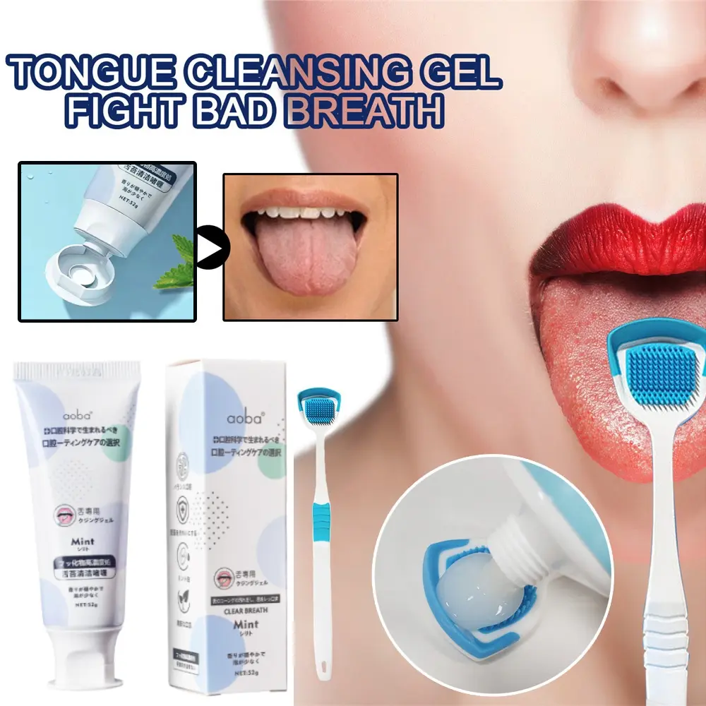 Gel Làm Sạch Lưỡi, Bộ Làm Sạch Cọ Chải, Dụng Cụ Làm Sạch Lưỡi, Loại Bỏ Mùi Hôi Thở Thơm
