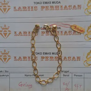 COD EMAS MUDA 3,5GRAM GELANG TANGAN MOTIF NORI PESAWAT PERHIASAN WANITA DEWASA GRATIS DAPAT SURAT DARI TOKO (LARIIS PERHIASAN) Bracelets Elegan