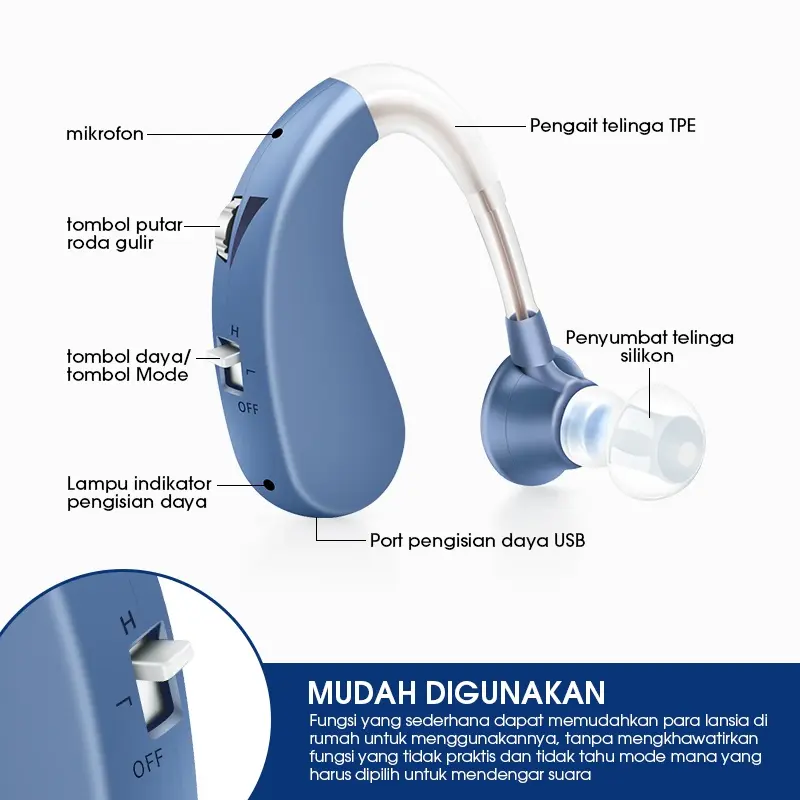Britzgo Alat Bantu Dengar asli rechargeable digital alat pendengaran telinga orang tua original Hearing aids mini usb charge hearing amplifier 2