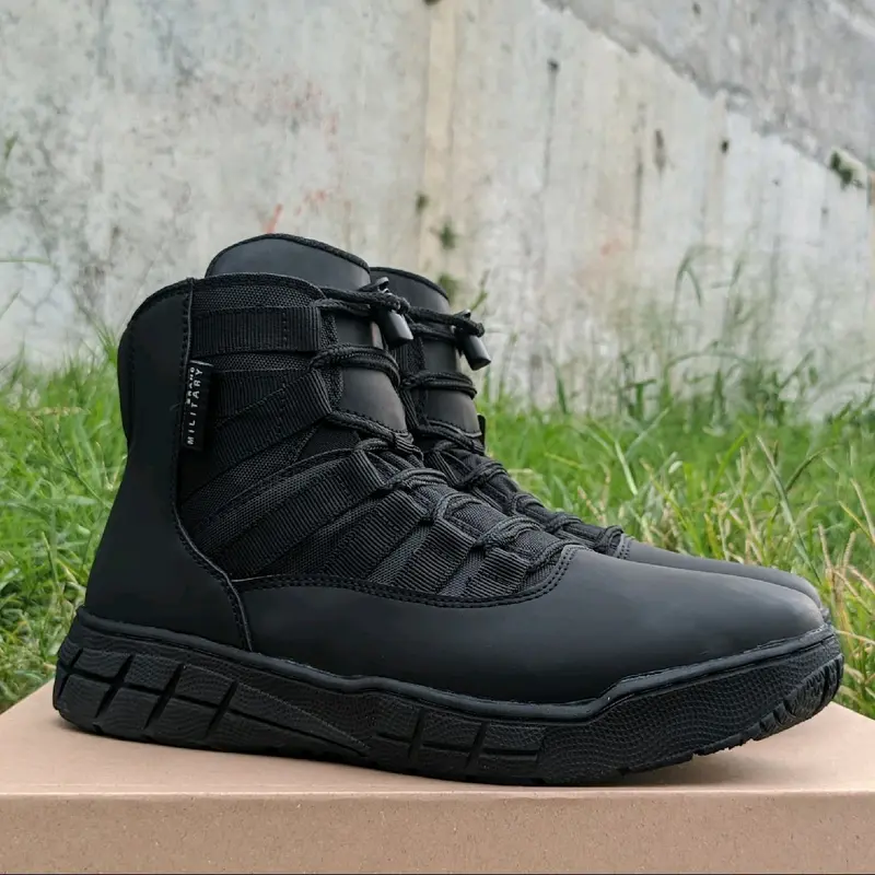 sepatu pdl pdh ninja webing terbaru ankle boots modern formal Hitam Karet Shoes Pria 6