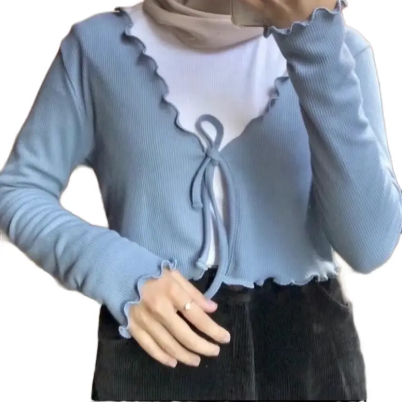 Cardigan crop talicardigan taliatasan wanita outer  Knitwear Top stel Korea