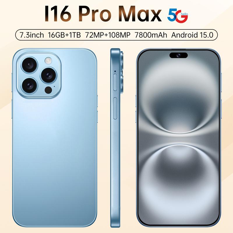 Điện thoại thông minh 5G i16 Pro Max màn hình siêu lớn, 16+1T, phiên bản quốc tế, mẫu mới, chuyên cung cấp xuyên biên giới, bán trực tiếp từ nguồn TK.