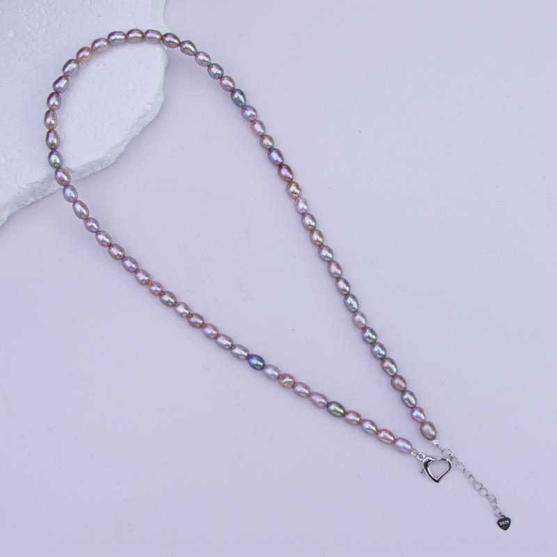 Product Introduction of Shuiyu Freshwater Nuclear-free Purple Gas Donglai Series "Purple Glazed" Pearl Necklace 4.5-5mm ZH13439 1