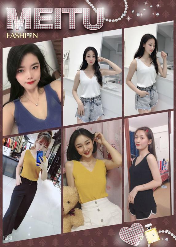 Product Introduction of Fashion Ice Silk Camisole Women's Outer Wear Summer Sleeveless Knitwear Korean Style Loose V-neck Short Bottoming Shirt Top Fashion Womenswear Lingerie 6