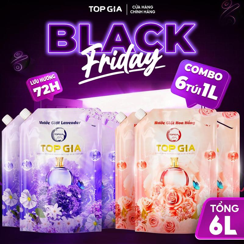 COMBO GIÁ TỐT Combo 3 Túi Nước giặt xả TopGia hương Lavender hương hoa hồng 1L - Nước giặt xả quần áo làm sạch ngừa khuẩn làm mềm vải và lưu hương dài lâu. nth