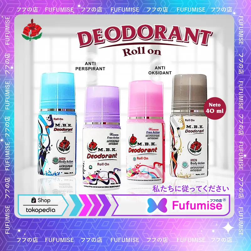 M.B.K Deodorant Roll On 40 ml | Deodorant | Penghilang Bau Badan Wanita | Mbk | M B K | FUFUMISE Ketiak Wangi 0