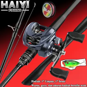 1 Set Lengkap Kuat COD Set murah Kuat Tarikan Reel Pancing Murah Fiberglass Holow Joran Pancing Set/Alat Pancing lengkap Dan Kuat 1.65m 1.8m 2.1m 2 Bagian Pancing Dengan Gulungan Casting Pancing Berputar Seri