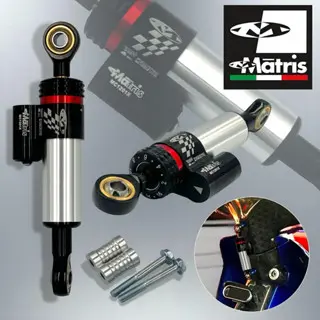 Stabilizer Stang / Steering Dumper / Matris Mini Black Carbon / Silver Chrome ( 16 klik ) Full Cnc Cocok Semua Motor Universal 2
